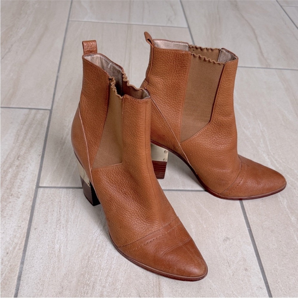 Rachel Zoe Tan Leather Ankle Boots size 8